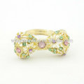 Sweet Bowknot anillos de crisantemo Rhinestone dedo anillo de bodas FR55